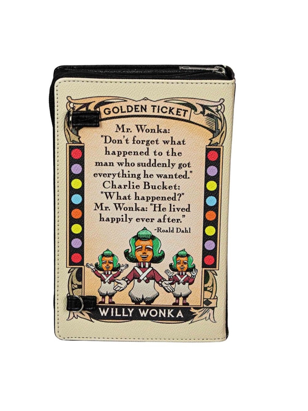 Charlie and the Chocolate Factory Themed Crossbody Bag - Black/Cream - Picture 4 of 5